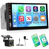 NHOPEEW Doppel Din autoradio Unterstützung Wireless Carplay und Android Auto -...