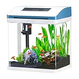 7.5L Glas Mini Aquarium, Nano Klein Aquarium mit Filter und Buntem LED Licht,...