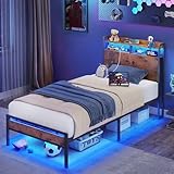ODK Bett 90x200cm, Metall Bett mit LED Lichtleiste Erhältlich in 16 Farben,...