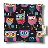Franzis Nähstube 20x20cm Traubenkernkissen Eule grau in 100% Baumwolle I...