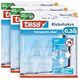 tesa Powerstrips DECO Haken SMALL im 3er Pack - Klebehaken für Deko an Glas und...