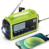 Kurbelradio DAB/UKW mit Akku 5000mAh, Tragbare Solar Radio mit LED Taschenlampe...