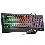 Rii Gaming Tastatur und Maus Set, Maus und Tastatur, RGB Hintergrundbeleuchtung...