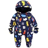 Baby Winter Overall Mit Kapuze Jungen Schneeanzüge mit Handschuhen und...