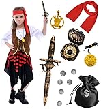 Tacobear Piratenkostüm Kinder Mädchen mit Piraten Zubehör Halloween Kostüm...