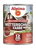 Alpina Holz-Wetterschutz-Farben – Schwedenrot, deckend – bis zu 12 Jahre...