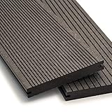 WPC Terrassendielen Massiv Dielen - Komplett-Set Dunkelgrau | Qualitäts-Muster...