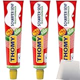 Thomy scharfer Senf mit natürlichen Zutaten 3er Pack (3x200ml Tube) + usy Block