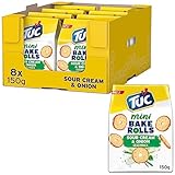 TUC Bake Rolls Mini Sour Cream & Onion – Knusprige doppelt gebackene Brotchips...