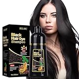 Schwarze Haarfärbeshampoo für Graues Haar, 500ML Hair Dye Shampoo 3-in-1...