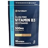 Vitamin B3 Niacin | Hochdosiert 500mg Nicotinamid pro Kapsel | 90 VEGANE Flush...