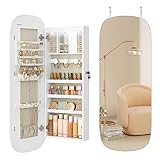 SONGMICS Schmuckschrank, Spiegelschrank, Schmuck-Organizer mit LED-Beleuchtung,...
