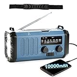 10000mAh Solar Kurbel Notfall Radio, Tragbare AM FM Baustellenradio, Aufladbar...