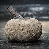 Tokoindah Handgefertigter Naturstein Mörser mit Stößel - Schwerer...