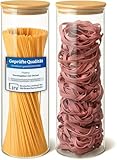 Praknu Vorratsdosen mit Deckel für Spaghetti 2er Set - Luftdicht mit Holzdeckel...