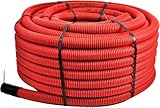 Unterirdisches Wellrohr M50 mm | Leerrohr Elektrorohr Erdwellrohr Rot | 5m 10m...