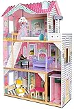 Leomark Doll Aparthouse Holz Puppenhaus mit Aufzug - Farbe Rosa - Traumvilla mit...