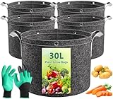 RDDAIPE Pflanzsack, 5X 30l Pflanzsäcke, Vliesstoff Pflanztasche, Stofftöpfe,...