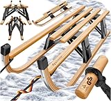 KESSER® Holzschlitten Premium Schlitten faltbar Kinder Faltschlitten bis 120Kg...