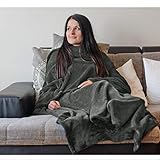 HOMELEVEL Kuscheldecke aus Microfaser mit Ärmeln Ärmeldecke Sofadecke 200cm x...