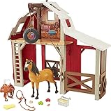 Mattel Spirit Pferdestall Spielset mit Pferd Spirit, Stall, 3 Spielbereichen und...