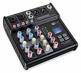 Pronomic B-403 Mini-Mixer mit Bluetooth und USB-Recording - Kompakter 4-Kanal...