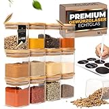 CLIDOR ® Gewürzgläser Eckig I 12 x 160 ml Set I Erhöhte Glasstärke I...