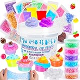 Thedttoy Crystal Slime Set, DIY Clear Schleim Kinder Set mit 26 Add-Ins, Schleim...