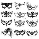 UYUYong 12 Stück Maskerade Maske Damen Elegant Venezianische Sexy Schwarz...