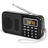 PRUNUS J-725 FM UKW Radio Klein, Digital Radio mit 3000mAh Wiederaufladbare...