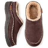 Zigzagger Herren Memory Foam Suede Mokassins Hausschuhe, Kaffee, 44/45EU
