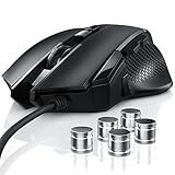 CSL - USB Mouse mit Kabel und Gewichte | optische PC USB Gaming Maus | 3200 DPI...