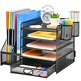 Marbrasse Schreibtisch Organizer mit Aktenhalter,5 Ebenen Briefablage...