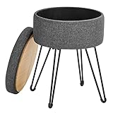SONGMICS Sitzhocker, runder Hocker mit Stauraum, Aufbewahrungsbox mit Deckel,...