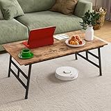 FOUBAM Tragbarer Couchtisch Rechteck,Stabiler Bodentisch,Klappbarer Niedriger...