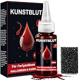 Kunstblut Halloween Fake Blood Blut - 10ml Halloween Blut +Grober Schwamm für...