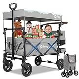 Sekey Bollerwagen Faltbar mit Dach 2 Kinder 100KG, Faltbarer Bollerwagen...