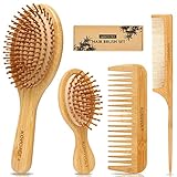 4PCS Bambus Haarbürste Set mit Paletten Entwirrungsbürsten Umweltfreundliche...