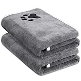 2er Set Hunde Handtuch extra saugfähig, Hundehandtücher aus Mikrofaser, Weich,...