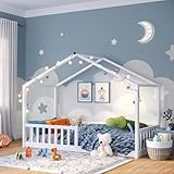 Bellabino Bia Kinderbett 90x200 cm – Bodenbett mit Rausfallschutz & Lattenrost...