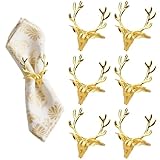 Serviettenringe Weihnachten Goldene, Tischdeko Weihnachten, Christmas Reindeer...