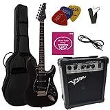 ELEKTROGITARRE MATT SCHWARZ- E-GITARRE - IM SET MIT 20WATT VERSTÄRKER - TASCHE...