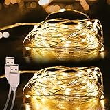 Olerqzer LED Lichterkette, 2 Stück 5M 50LED USB-Anschluss Kupferdraht Stimmungs...