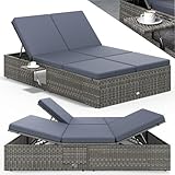 Casaria® Sonnenliege 2 Personen mit Klapptisch 7cm Auflagen Wetterfest...