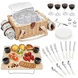 Picknickkorb-Set mit Mini-Klapptisch und Besteck-Set, Picknickkorb für 4...