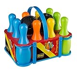 Idena 40116 - Kegelspiel Set XXL, Bowling für Kinder, 10 Kegel aus Kunststoff...