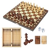 Schachspiel, 3-in-1 Magnetisches Schachspiel Aus Holz, 29 x 29 cm Schachspiel...