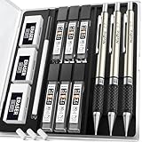 Nicpro 3 Stück Metall Druckbleistift Set, Kunst Bleistifte 0.7 mm mit 6 Dosen...