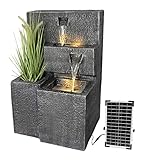 Solar Gartenbrunnen Grada bepflanzbar mit LED Beleuchtung Springbrunnen Akku...