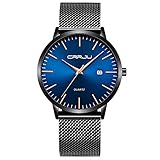 CRRJU Herren Uhr Ultra Dünne Wasserdicht Armbanduhr Herren Mode mit Schwarz...